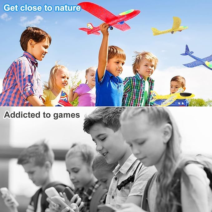 3 Pack Airplane Launcher Toy for Kids Led Light Foam Glider with Plane Launcher for Playing Outdoor Flying Toy for 3 4 5 6 7 8 9 10 11 12 Old Boys Girls Gift and Presents