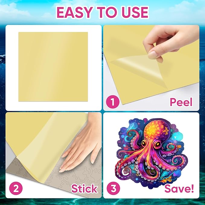 Wooden Puzzles for Adults, Octopus Jigsaw Puzzles 500 Piece, Unique Animal Shape Wood Puzzles for Adults and Kids, Fun Challenging Puzzles Family Game, 16.7 x 16.3 Inches, Royal Size