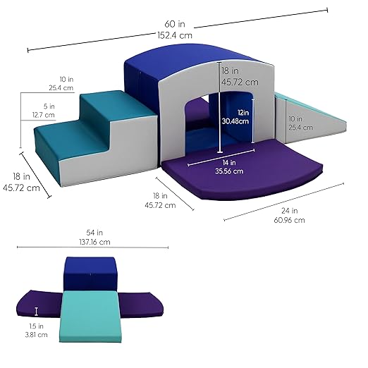Factory Direct Partners 12825-CTPU SoftScape Playtime Grow-n-Learn Tunnel Climber Plus Pads for Toddlers and Kids (3-Piece) - Contemporary/Purple, 12825-CTPU
