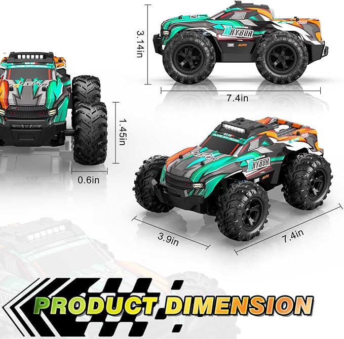 BLUEJAY Remote Control Car, 1:16 All Terrain High Speed RC Cars Truck for Boy, Rechargeable Monster RC Truck with Colorful LED Lights & Spray, RC Cars Toys Gifts for Adults Kids Boys Girls 4-7 8-12
