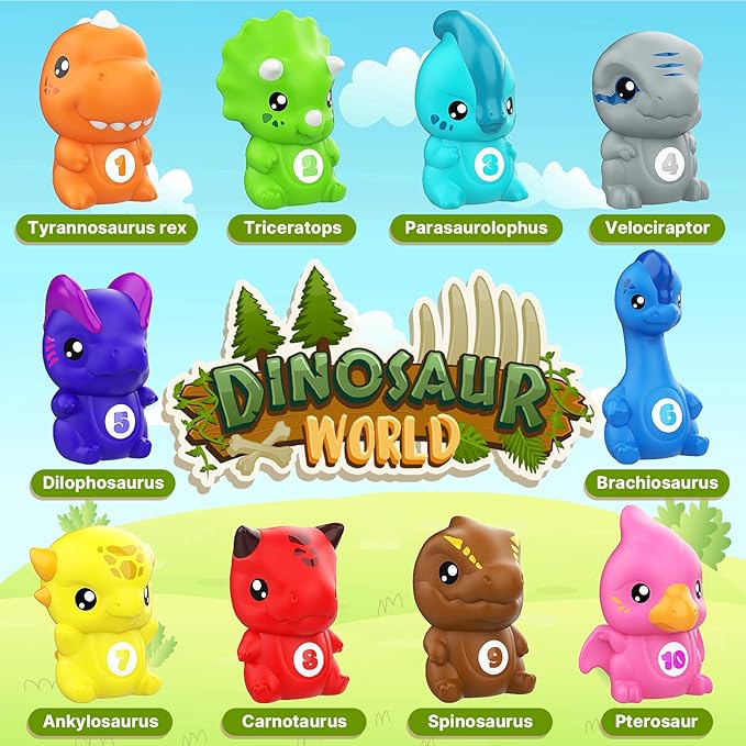 Dinosaur Baby Learning Toys for Toddlers 1-3, 20Pcs Dino Matching Egg Toys, Montessori Counting, Stacking & Sorting Fine Motor Games, Christmas Birthday Gift for Kids Boys Girls Age 12-18 Months