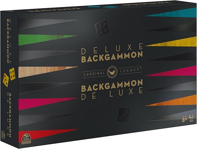 Spin Master Games Legacy Deluxe Wooden Backgammon Classic 2-Player Original Board Game Set with Cups and Dice, for Kids and Adults Aged 8 and up