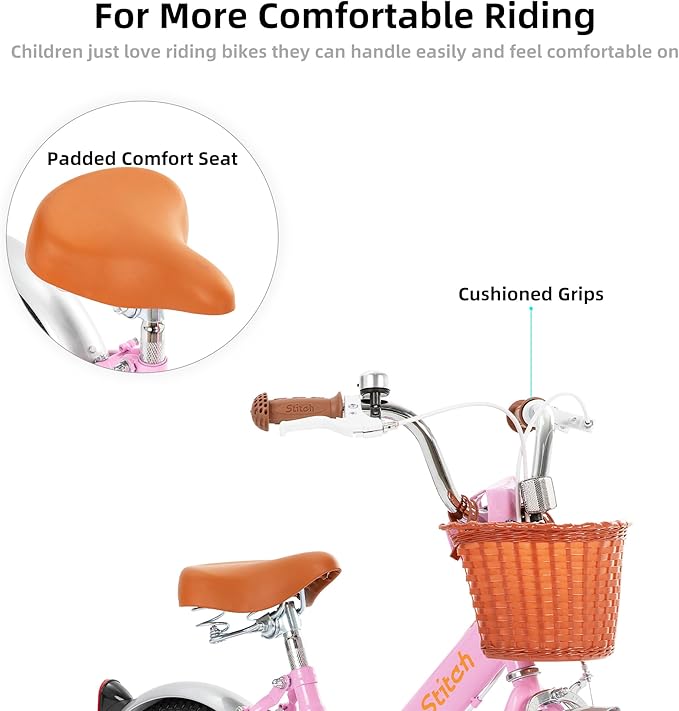 JOYSTAR Vintage Kids Bike with Training Wheels & Basket, 12 14 16 20 24 Inch Girls Bike for 2-14 Years Old, Multiple Colors