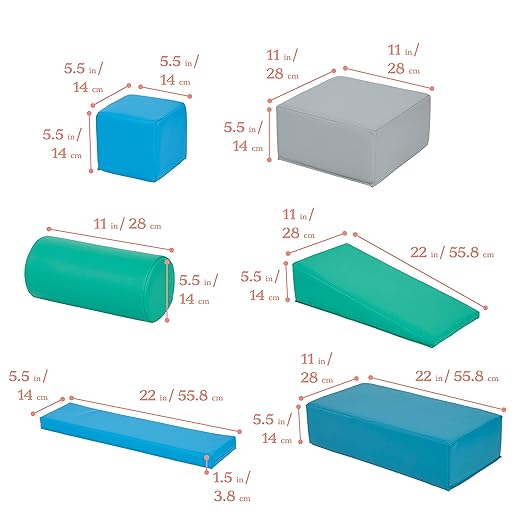 ECR4Kids SoftZone Soft Builder Blocks, Foam Shapes, Contemporary, 16-Piece