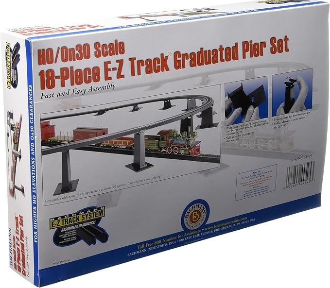 Bachmann Trains 18 PC. E-Z TRACK GRADUATED PIER SET - For Use with HO or On30 Scale E-Z Track , White