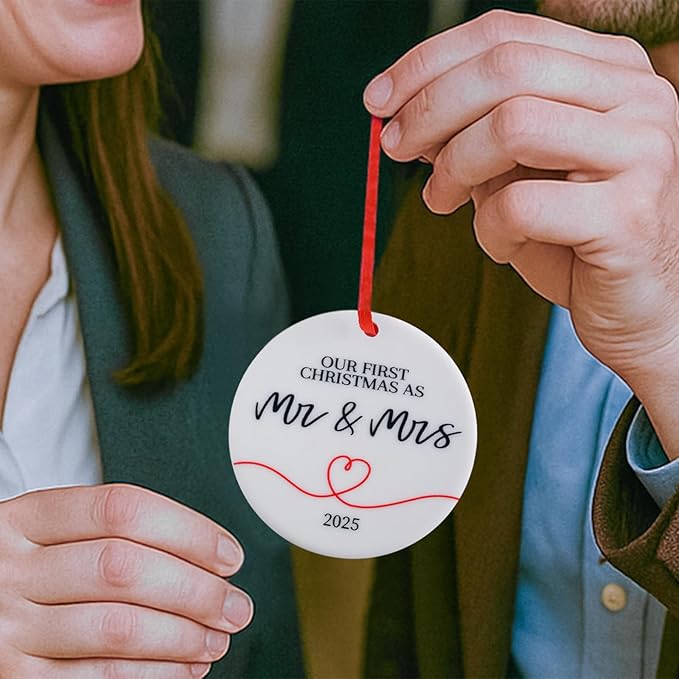 Our First Christmas as Mr and Mrs 2025 Ornament 3 Inch, Mr and Mrs Ornament, Mr and Mrs Christmas Ornament, 1st Christmas Tree Decor 2025 Wedding, 2025 Married Tree Decor, Wedding Xmas Gift