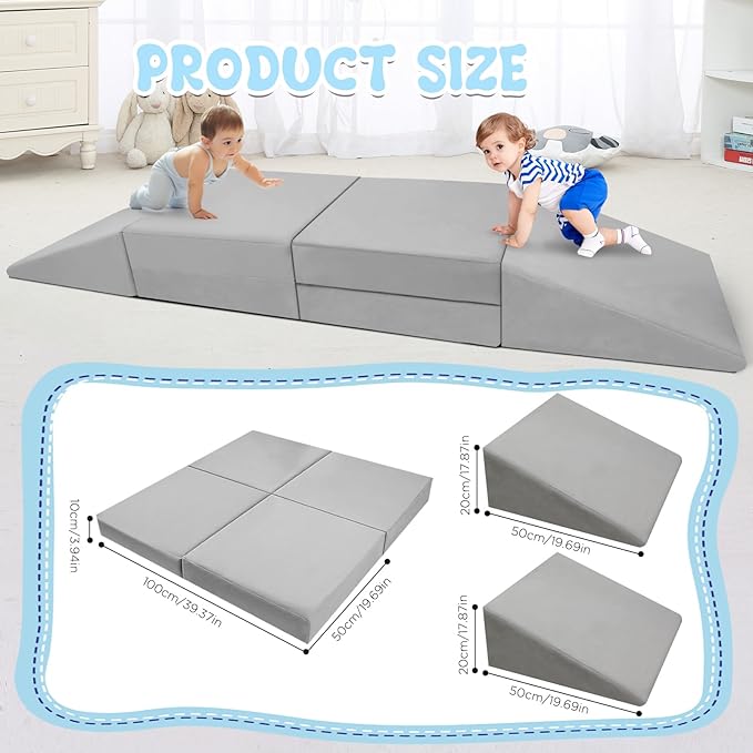 Baby Foam Climbing Blocks 6 PCS Connected Toddler Climbing Blocks Soft Play Climbing for Toddlers Kids Indoor Climbing Blocks Toys