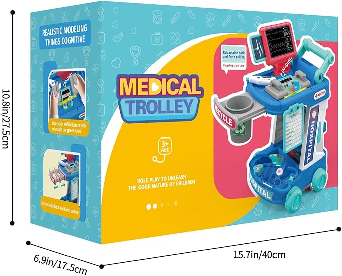 Liberry Doctor Kit for Toddlers Aged 2 3 4 5, Pretend Doctor Playset for Kids with Cart, Costume and Stethoscope, Role Play Medical Toys for Girls Boys (Green)