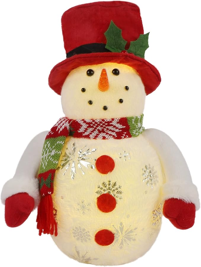 13.5 Inch Lighted Christmas Table Decorations, LED Lighting Snowman Tabletop Figurine, Winter Xmas Decor for Home Indoor Kitchen Room Holiday Party