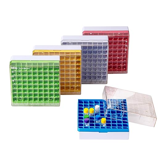 2in 81-Well PC Lab Freezer Box Cryo Boxes Cryogenic Storage Box, Assorted Colors Microtube Storage Box, Case of 20