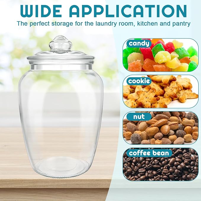 2 Pcs 74 oz Glass Candy & Cookie Jars with Airtight Lids, Decorative Apothecary Jars, Candy Buffet Containers for Kitchen Counter, Clear Food Storage Canister Home Decor