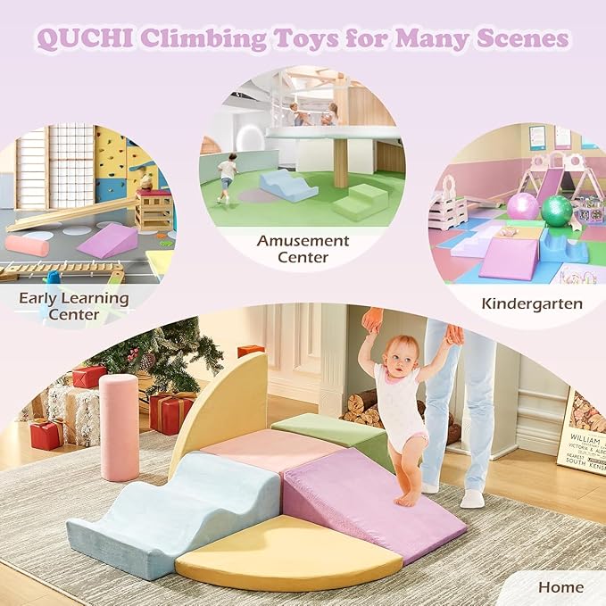 Climbing Toys for Toddlers, Toddler Climbing Toys Indoor, 7-Piece Soft Foam Climbing Blocks Set, Toddler Playtime Corner Climber Indoor Foam Play Gym for Climbing Crawling and Sliding
