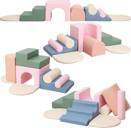 8-Piece Foam Climbing Blocks for Toddlers 1-3,PU Toddler Climbing Toys Indoor,Soft Play Climbing for Toddlers,Baby Toddler Kids Foam Climbing Blocks,Foam Soft Play Set,Foam Play Gym