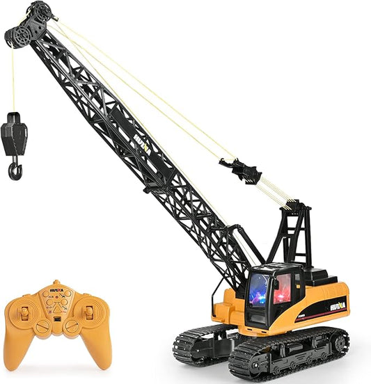 15 Channel Remote Control Crane Toy,Proffesional Series,1:14 Scale-Rechargeable Battery RC Construction Toy Crane-Heavy Duty Metal Hook, with Lights Sounds for Boys & Girls 8-12
