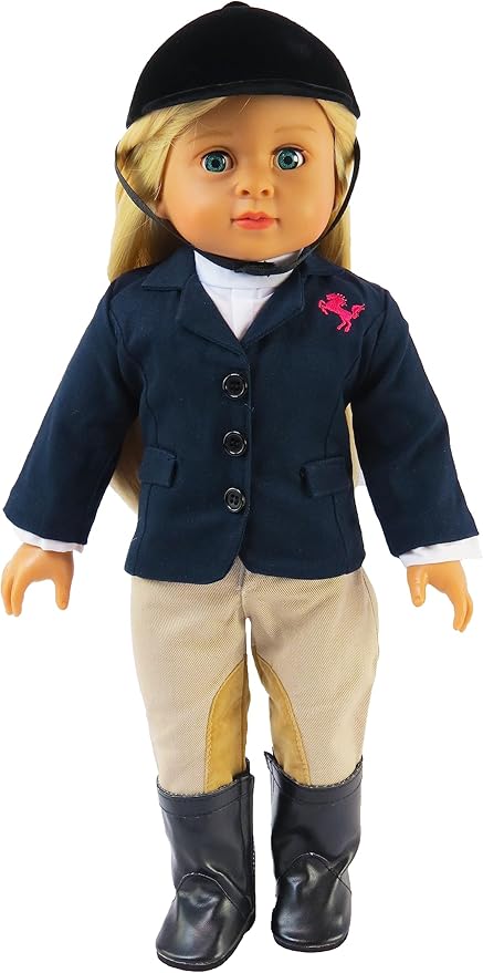 American Fashion World Riding Outfit for 18-Inch Dolls | Helmet and Boots Included | Premium Quality & Trendy Design | Dolls Clothes | Outfit Fashions for Dolls for Popular Brands