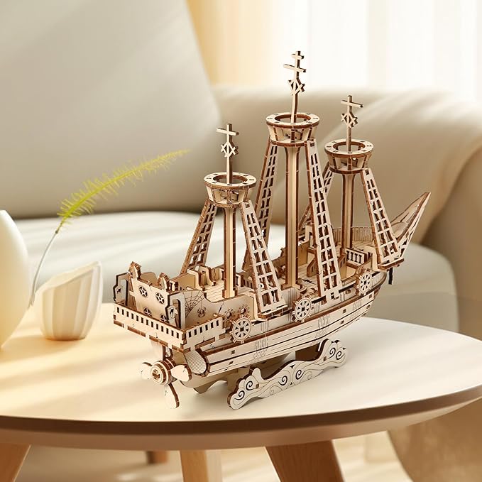 3D Wooden Puzzle for Adults, DIY Ship Model, Creative Assembly Model Building for Adults, DIY Assembly Puzzle, Woodcraft Kit for Christmas Day