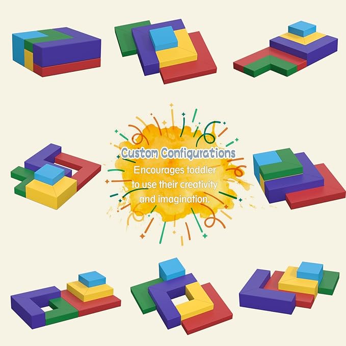 5 Piece Foam Climbing Blocks, Pu Leather Soft Play Large Baby Climbing Gym Indoor Climbing Toys for Toddlers 1-3 Inside