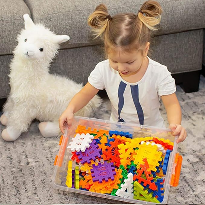RAINBOW TOYFROG Waffle Blocks STEM Building Toys for Kids Ages 4-8, Large Kids Building Blocks with Toy Storage Container – Kindergarten Toys Preschool manipulatives Toddler Toys