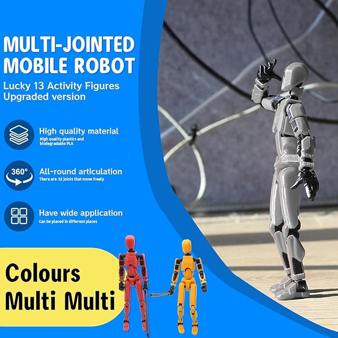 MerryXD T13 Action Figure,Assembly Completed Dummy Nova Titan Lucky 13 Action Figure 3D Printed Multi-Jointed Movable Toy Golden