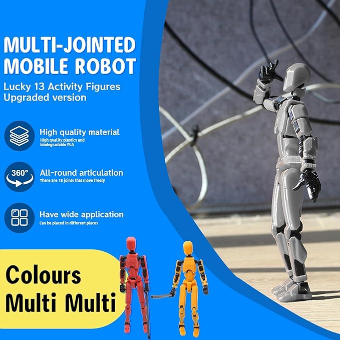 MerryXD T13 Action Figure,Assembly Completed Dummy Nova Titan Lucky 13 Action Figure 3D Printed Multi-Jointed Movable Toy Black