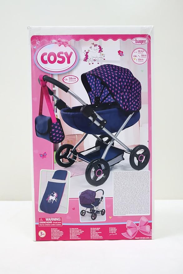 Bayer Dolls 4-in-1 Toy Baby Doll Pram Stroller Cosy Set - Dolls Up to 18" (Blue/Purple)