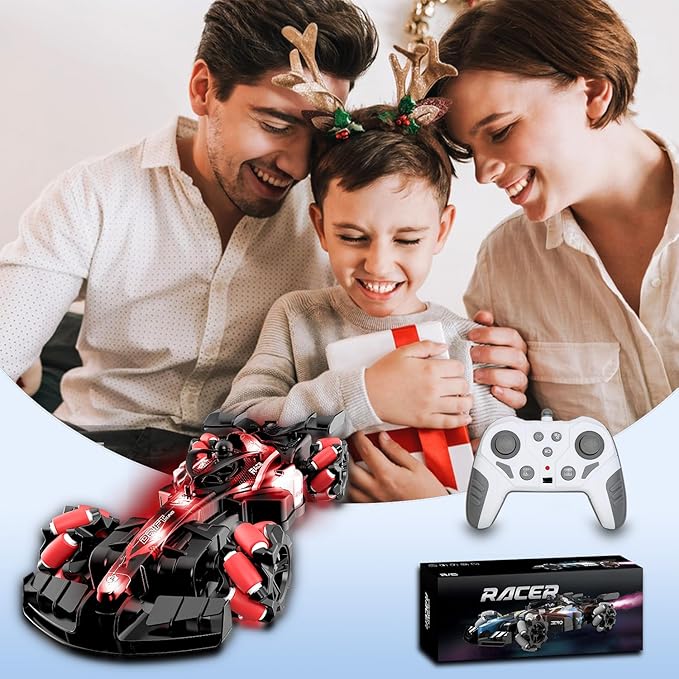 2.4GHz Gesture Sensing Remote Control Car - 360° Spin High Speed Drift F1 Formula Racing, with Spray, Music & Light, 2 Control Mode, Toy for Kids 8-12 Year Birthday Coolest Best Toy (Red)
