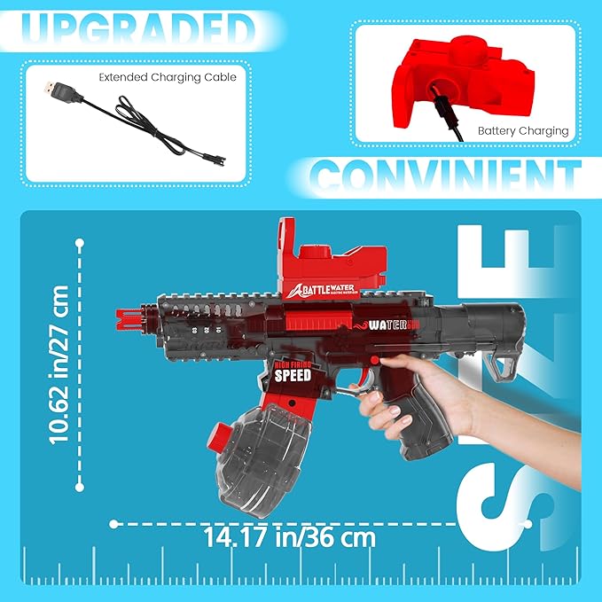 2025 Electric Water Guns for Adults Kids, Automatic Water Gun Toy for Kids Ages 4-8 8-12, Large Capacity High Power, 32ft Ultra-Long Range, Summer Pool Outdoor Beach Water Toys for Boys Girls(Red)