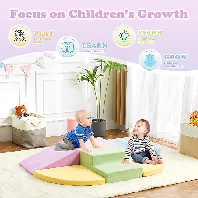 Climbing Toys for Toddlers, Toddler Climbing Toys Indoor, 7-Piece Soft Foam Climbing Blocks Set, Toddler Playtime Corner Climber Indoor Foam Play Gym for Climbing Crawling and Sliding
