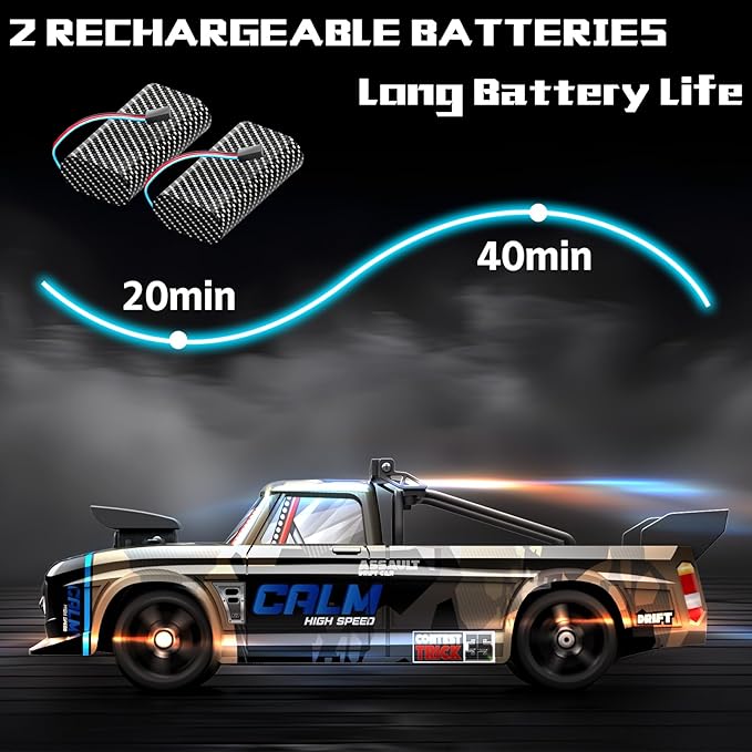 RC Drift Car, 1:12 Full Scale Fast RC Cars with Gyroscope, 2.4GHz 35KM/H High Speed Performance Remote Control Car, RTR 4WD Drift Racing Vehicle with Lights Adults Boys Gift, 2 Rechargeable Batteries