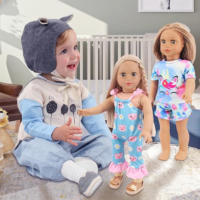 UNICORN ELEMENT 10 Sets American Doll Clothes Gift for 18 Inch Doll Clothes and Accessories Includeding 17 PCS Items Fit for 18 Inch Girl Doll