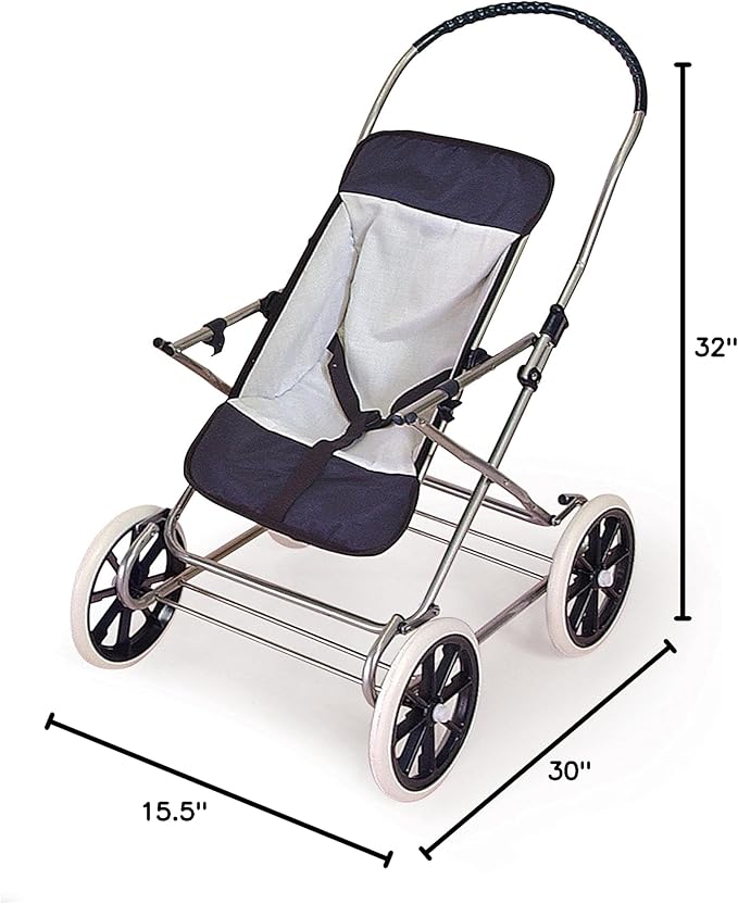 Badger Basket English Style Doll Stroller – Fits 18 to 22-inch Dolls, Classic Pretend Play Toy with Adjustable Canopy