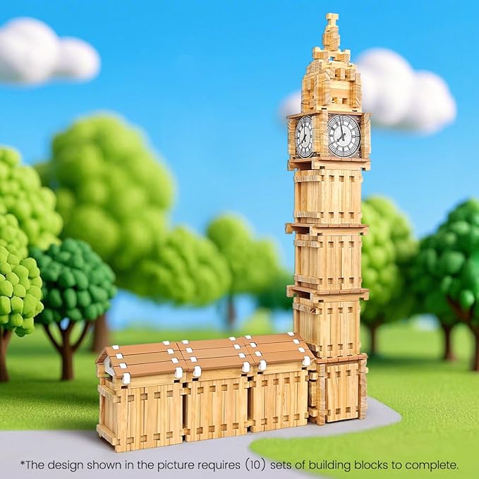 Jovi-mindly&Notchies 96 PCS Wooden Blocks Wooden Toys with Storage Bag, Preschool Learning Toys Wood Blocks Building for Kids Ages 4-8 Creative Construction Game,FSC Certified,Graduate Gifts