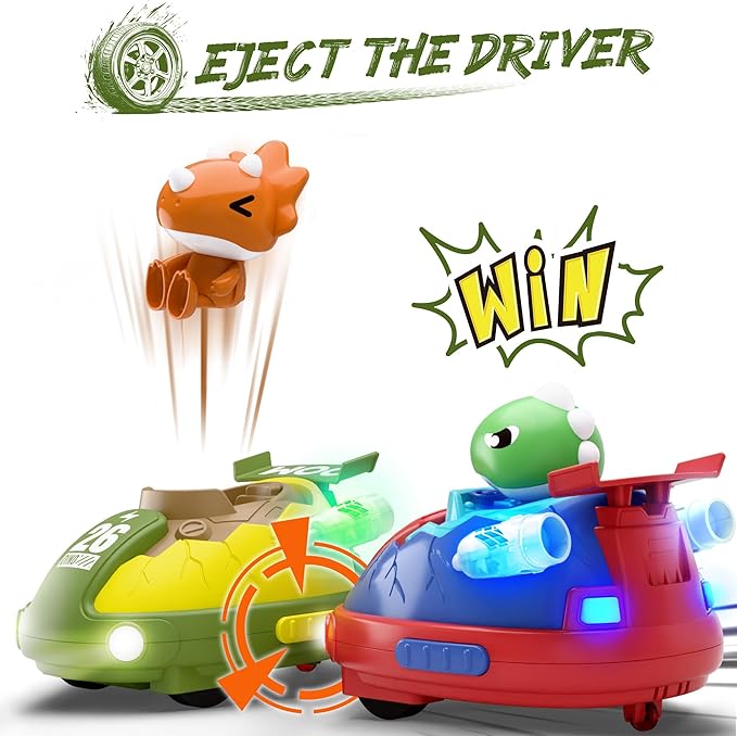 iPlay, iLearn Kids Dinosaur Remote Control Car Toys Set, Dino RC Race Vehicles Playset, Electronic Bump Pop Game, Cool Indoor Outdoor Birthday Gift 3 4 5 6 7 8-12 Years Old Toddlers Boys Children Teen