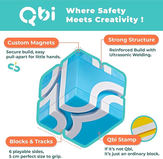 QBI Magnetic Blocks for Toddlers Ages 2-4|STEM Magnetic Building Blocks with Trucks & Fruit Plates|Montessori Magnet Building Cubes for Kids|Educational Gifts for Boys & Girls Ages 2+ (32PCS)