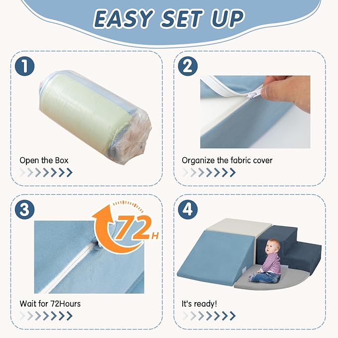 Large 4 Pcs Toddler Climbing Toys Indoor, Foam Blocks with Velcro, Ideal Gift