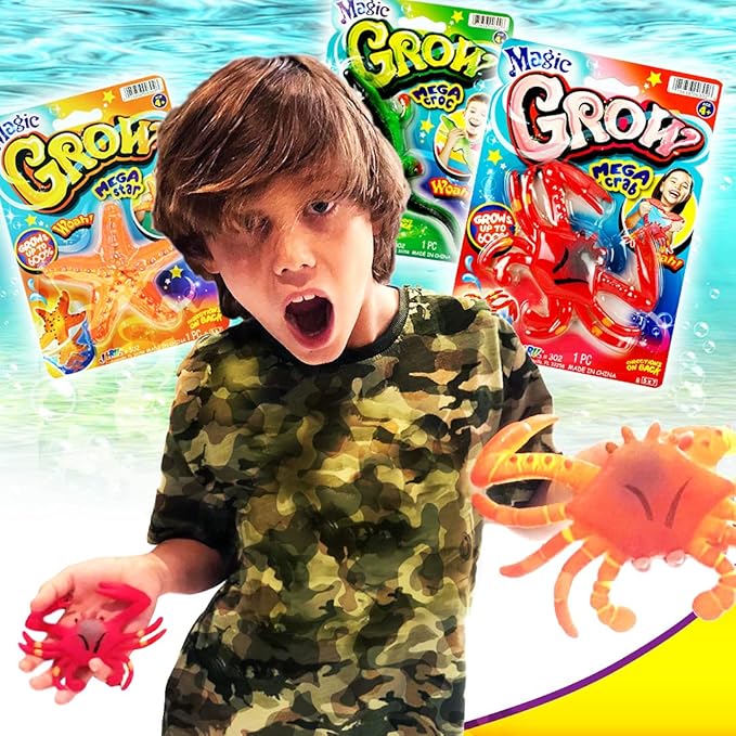 JA-RU Magic Grow Ocean Themed Water Animals (6 Packs Assorted) Beach Life Theme Toys | Bulk Expanding Bath and Pool Toys for Kids. Sea Creatures Party Toys and Goodie Bags. 302-6A