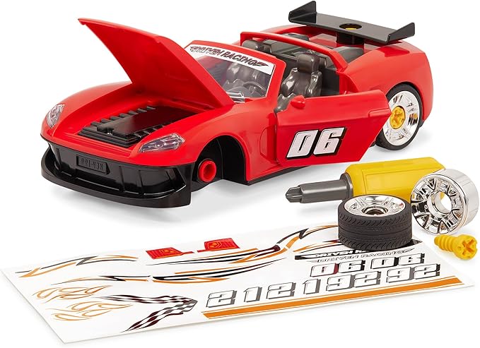 Driven by Battat Take-Apart Sports Car Playset 34pc Red Toy Car STEM Toy with Mini Tool Lights & Sounds 3 Years +