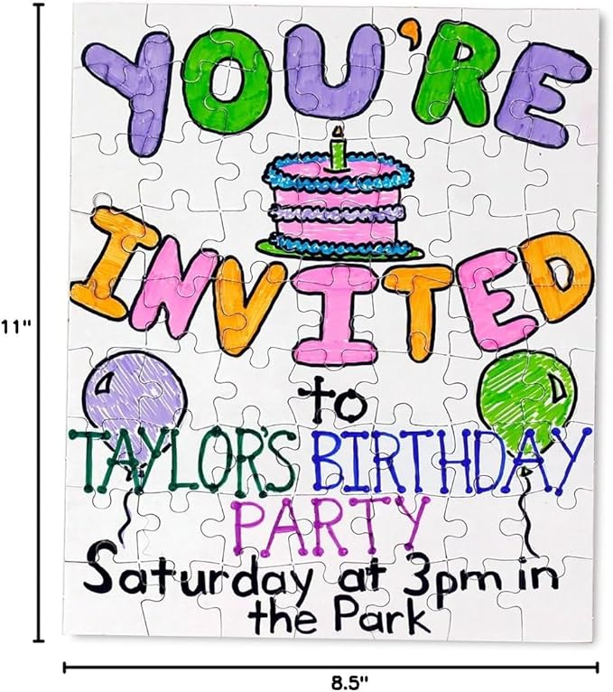 100 Blank Jigsaw Puzzles– 8.5 x 11 Inch, 63 Pieces Each – Hygloss DYI Party invites, Perfect for Decorating, Kids' Activities, Arts & Crafts or Party Favors - Puzzle Pieces to Draw On for Crafts