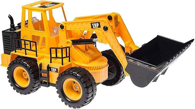 Top Race TR-113 5 Channel Full Functional Remote Control Tractor Toy Front Loader - 14 x 6 x 8 inch Electric RC Remote Control Construction Toy Tractors with Lights and Sounds