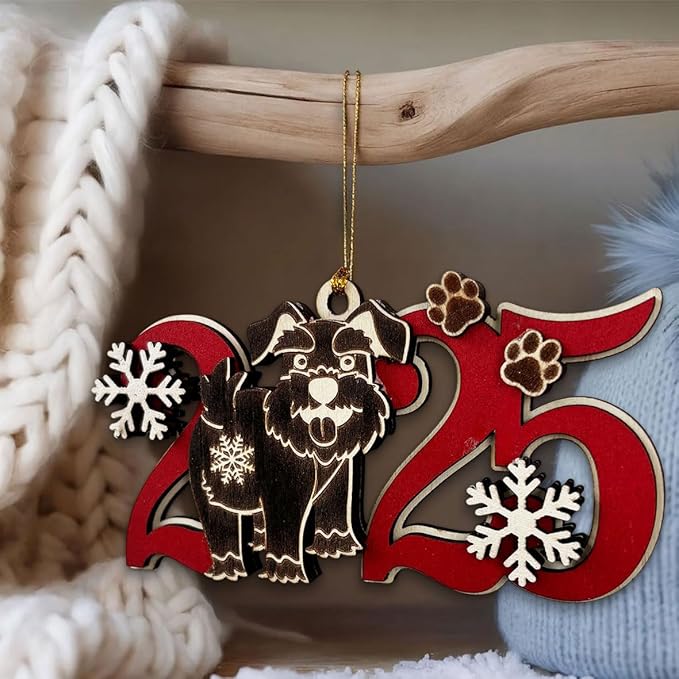 2025 Black Schnauzer Christmas Ornament – Wooden Dog Ornament for Tree, Cute Puppy Holiday Decoration, Personalized Pet Lover Gift for Women, Men, Kids, Dog Mom & Dad