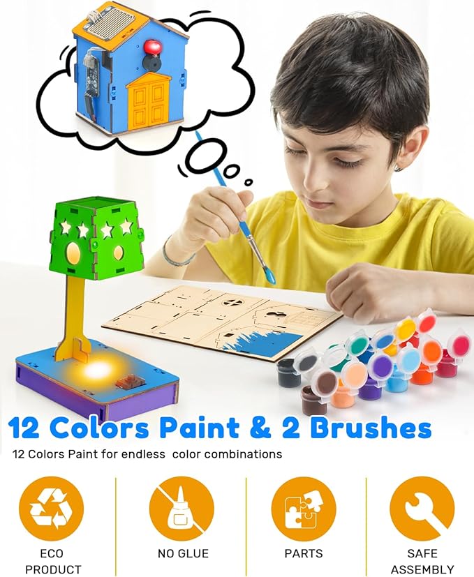 Poraxy 5 in 1 STEM Kits for Kids Age 8-10, Wooden 3D Puzzles, Arts Crafts Science Kits for 8-12, Educational Projects Building Toys, Birthday Gifts for Boys and Girls 7 8 9 10 11 12 13 14 Years Old