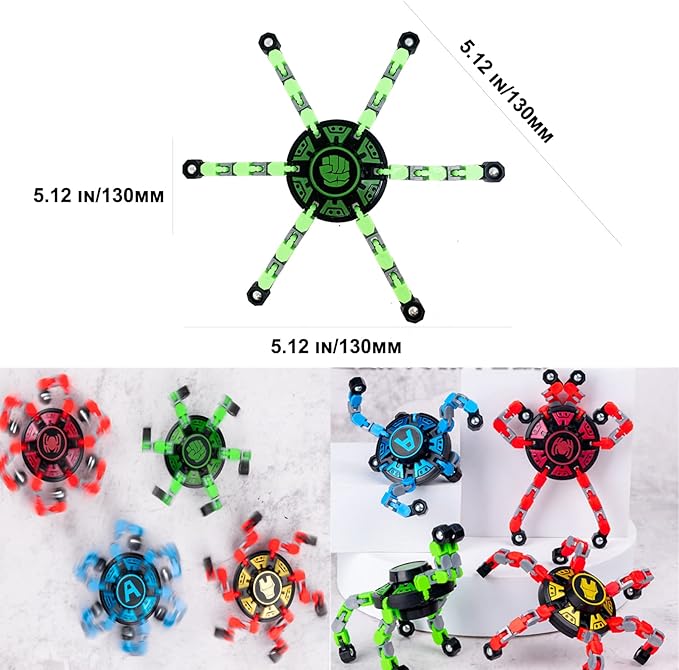 16Pack Fingertip Gyro Toy Mechanical Top DIY Deformation Robot Metal Transformable Spinners Funny Finger Chain Fidget Stress Relief ADD ADHD Astium for Kid Adults