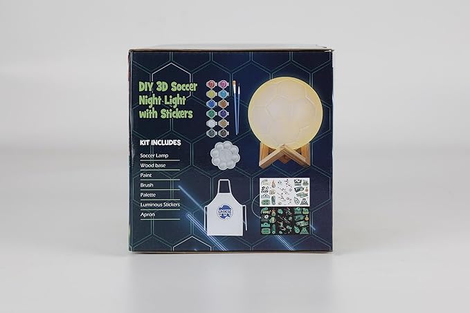 Paint Your Own Soccer Ball Lamp Kit, Soccer Gifts 3D Night Light, Art Supplies Creativity Arts and Crafts for Kids Ages 8-12, Birthday Christmas Gifts for Boys Girls Ages 3 4 5 6 7 8 9 10 11 12+