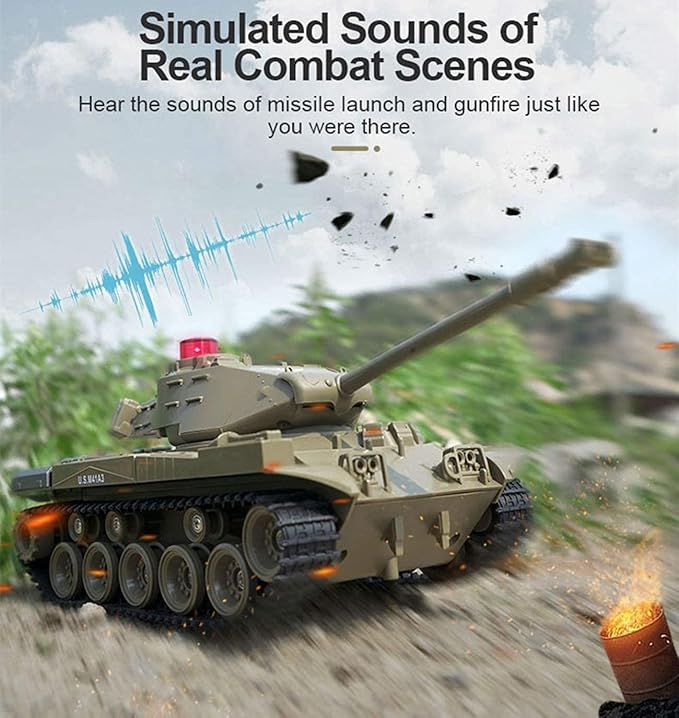 RC Tank Military Truck Vehicles RC Car 2.4Ghz Radio Controlled Military Battle Tank Toy 270°Rotational Realistic Sounds Electronics Hobby Toys for Kids Boys (Green)