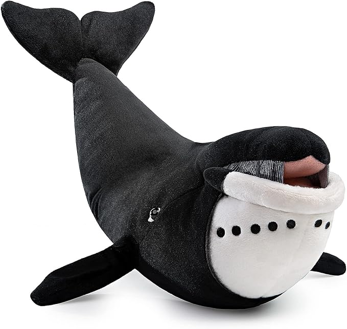 ZHONGXIN MADE Simulation Bowhead Whale Plush Toy - Black Long Lifelike Whale Stuffed Toys, Super Soft Realistic Sea Simulation Balaena Mysticetus Dolls Plush Gift Collection for Kids, 17Inches