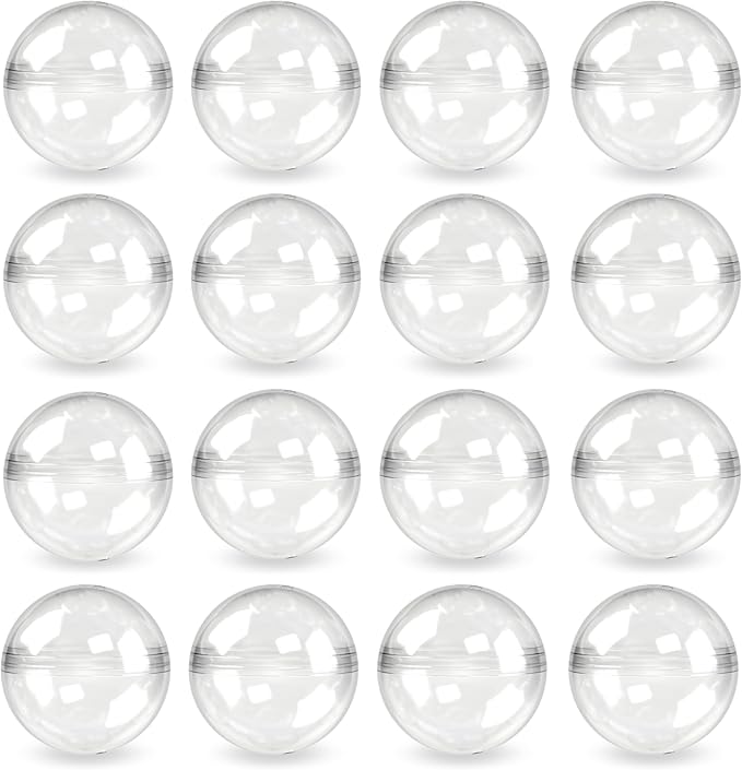 Capsule Vending Machine Round 50 pcs 1.1 inch - Gumball Machine Capsules Bulk Clear Container - Easter Basket Stuffers Birthday Gifts Pinata Stuffers DIY Craft Supplies - Clear Capsules Empty