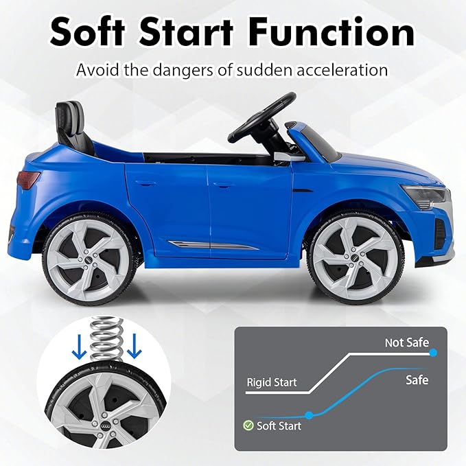 Licensed Audi SQ8 Ride on Car by INFANS, Battery Powered Electric Vehicle for with Remote Control, Adjustable Music, LED Lights, Suspension, Driving Toy Gift for Kids Toddler Age 3+ (Blue)