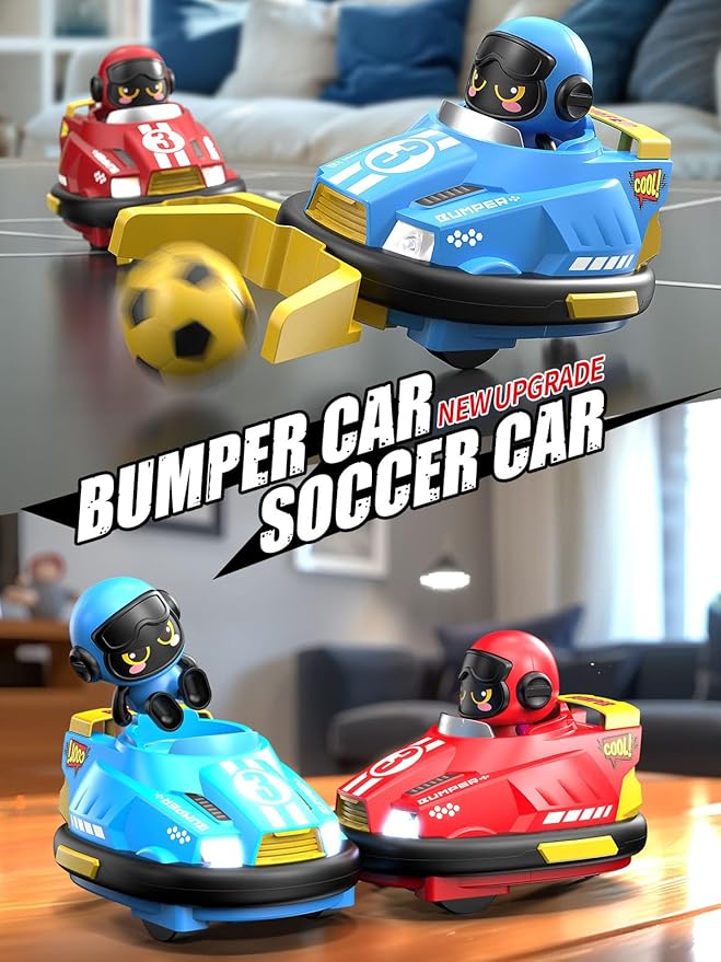 ATHLERIA 2pcs Remote Control Bumper Car Toys for Boys Girls,RC Race Vehicles,Two Player Competitive Games,Christmas Birthday Gifts for 3 4 5 6 7 8-12 Years Old Toddlers Boys Girls Teens(Blue+Pink)