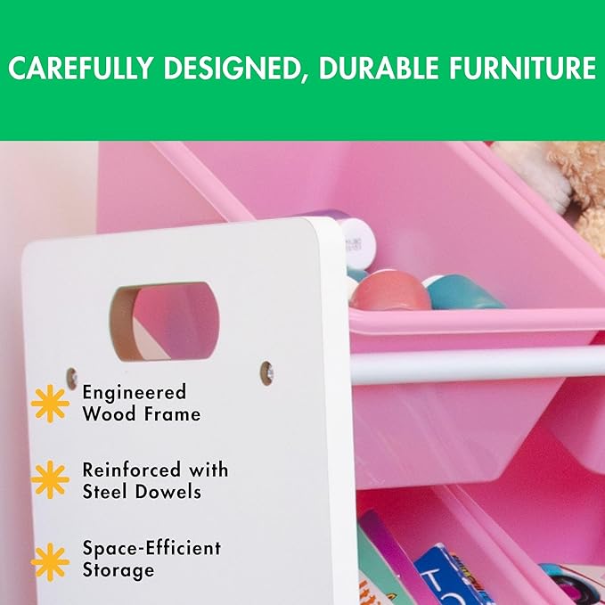 Humble Crew, White/Pink 12 Bin Toy Storage Organizer
