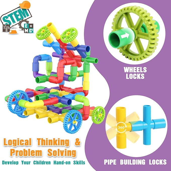 EP EXERCISE N PLAY 250PCS Toy Building Set for Kids Ages 3 4 5 | STEM Learning | Durable Plastic Blocks | Interactive Educational Toy for Toddlers Boys Girls